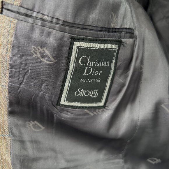 VINTAGE CHRISTIAN DIOR MONSIEUR PLAID SINGLE BREASTED 2-BUTTON WOOL BLEND SUIT B - Picture 7 of 8